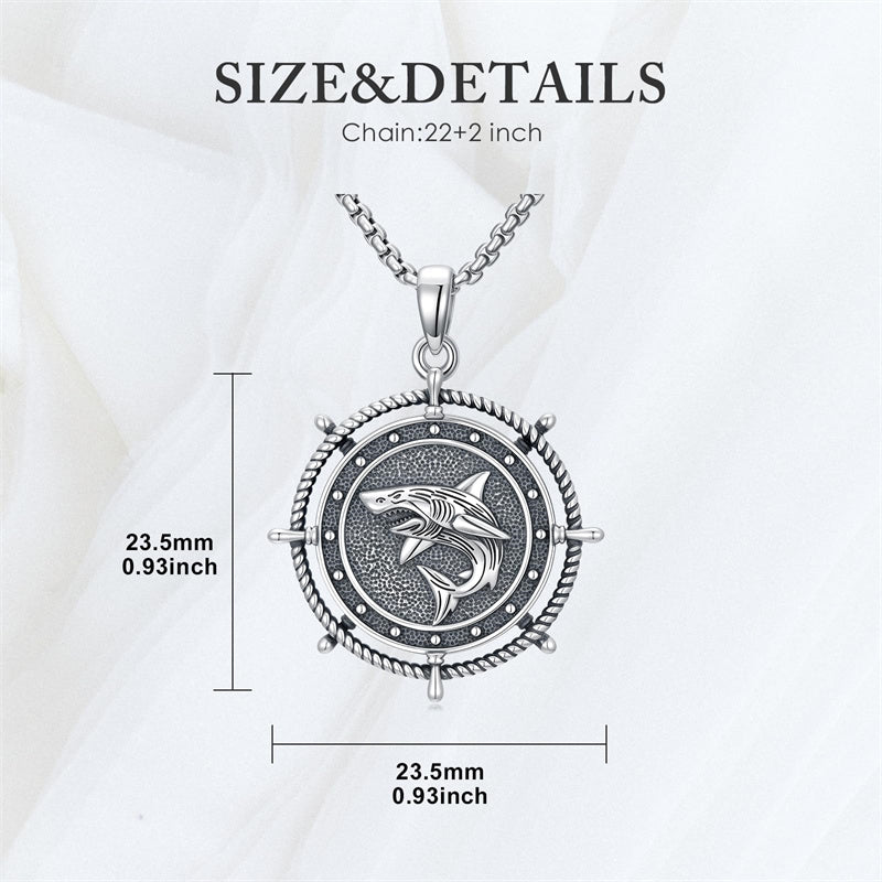 Sterling Silver Shark Pendant Necklace