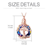 Sterling Silver Circle Crystal Tree of Life Urn Necklace for Ashes