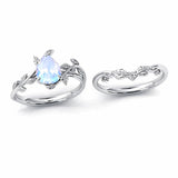 Sterling Silver 10K 14K 18K Gold 1ct Pear Shaped Gemstone Gemstone Engagement Ring Wedding Ring Sets
