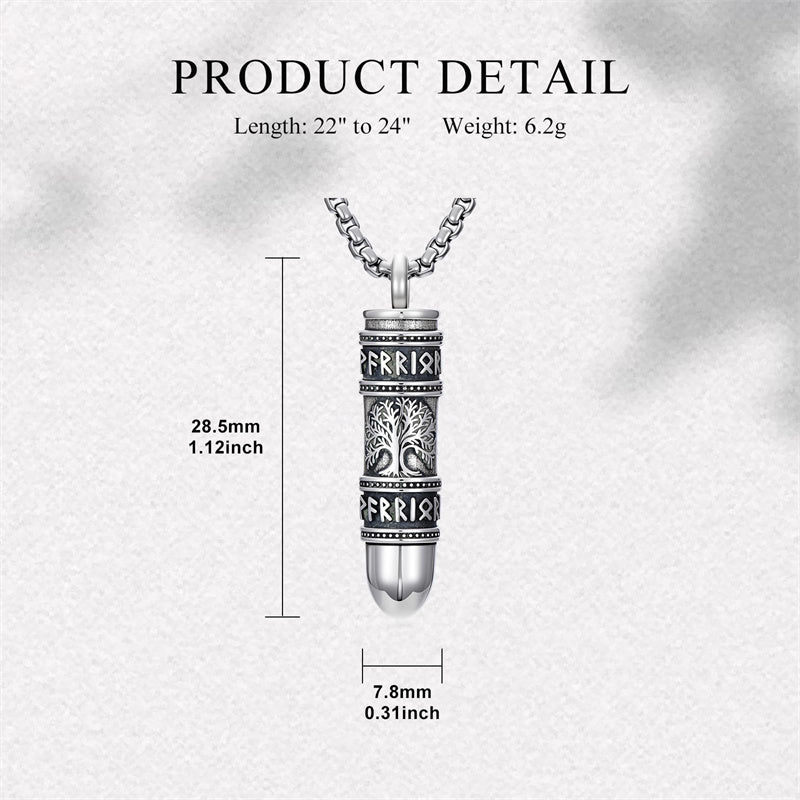 Sterling Silver Bear Lion Eagle Compass Tree of Life Bullet Urn Necklaces for Ashes