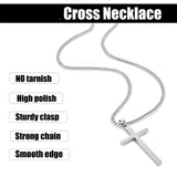 Sterling Silver Cross Pendant Necklace with 3.0mm Stainless Steel Cuban Chain