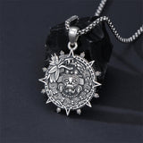 Sterling Silver Mictlantecuhtli Quetzalcoatl Tezcatlipoca Skull Pendant Necklace Aztec Jewelry For Men