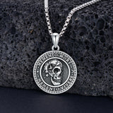 Sterling Silver Memento Mori Gothic Skull Amulet Pendant Necklace for Men