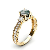 Sterling Silver 10K 14K 18K Personalized Engraved 1 Carat  Round Birthstone Engagement Ring