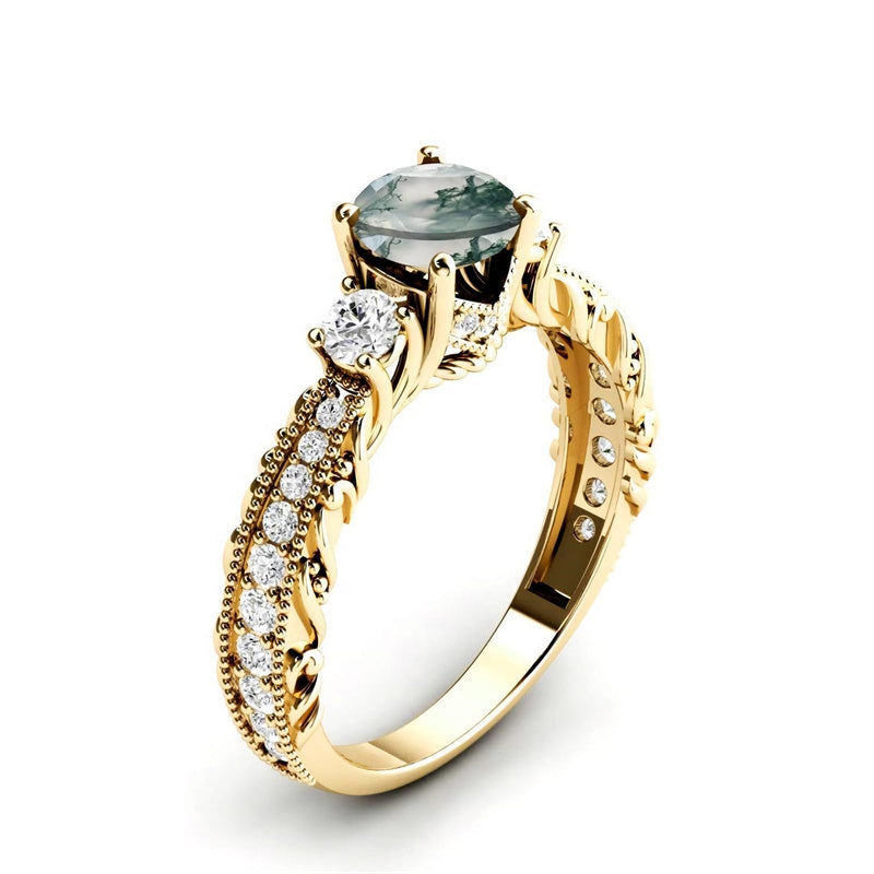 Sterling Silver 10K 14K 18K Personalized Engraved 1 Carat  Round Birthstone Engagement Ring