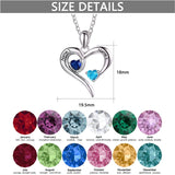10K 14K 18K Gold Personalized 2 Birthstone Names Heart Pendant Necklace