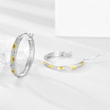 Sterling Silver Sunflower Hoop Earrings