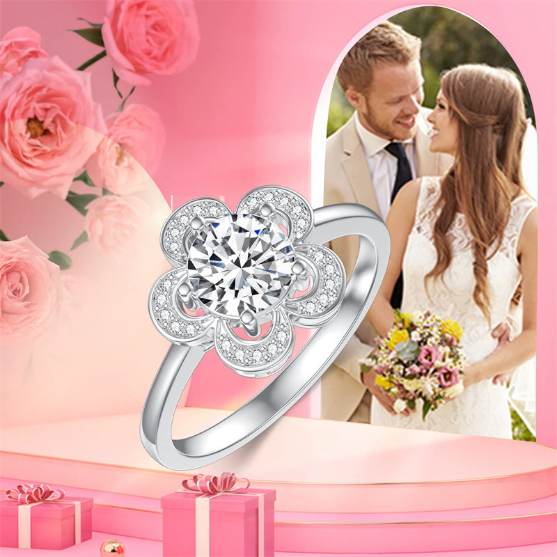 Sterling Silver Personalized Engraved Moissanite Engagement Wedding Anniversary Ring