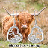 Sterling Silver Highland Cow Dangle Earrings