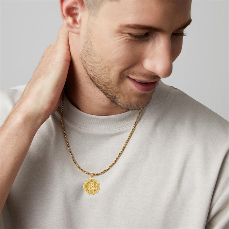 Sterling Silver Memento Mori Gothic Skull Amulet Pendant Necklace for Men