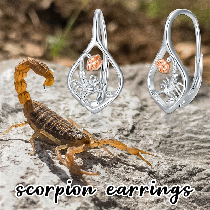 Sterling Silver Scorpion Leverback Earrings