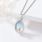 Sterling Silver Moonstone Father-Daughter Pendant Necklace Engraved with I Love You Forever