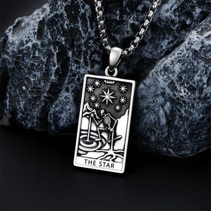 Sterling Silve Sun Moon Star Strength Lovers Death Devil Fool Tarot Card Pendant Necklace