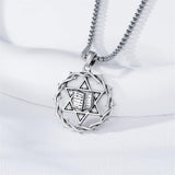 Sterling Silver Crown of Thorns Crucifix Cross Pendant Necklace for Men