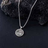 Sterling Silver Memento Mori Gothic Skull Amulet Pendant Necklace for Men