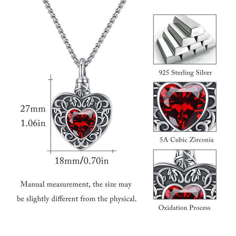 Sterling Silver Heart Opal Tree of Life Urn Necklace for Ashes