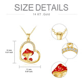 14K Gold 5A Cubic Zirconia Mushroom Pendant Necklace