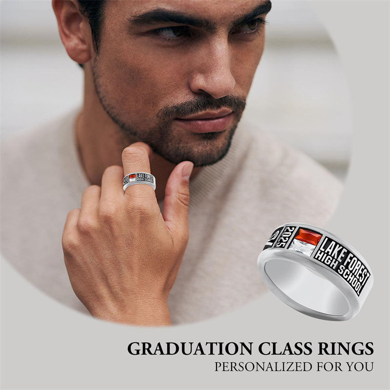 Sterling Silver Personalized High School College Class Ring Graduation Jewelry