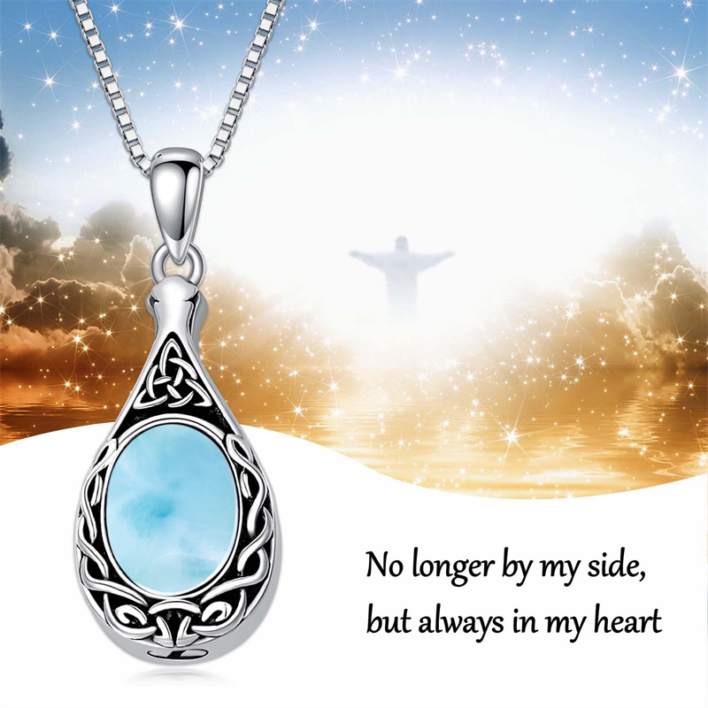 Sterling Silver Personalized Engraved Moss Agate Larimar Moonstone Opal Turquoise Urn Necklace for Ashes