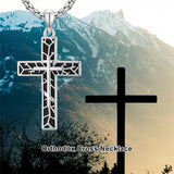 Sterling Silver Cross Christian Pendant Necklace for Men