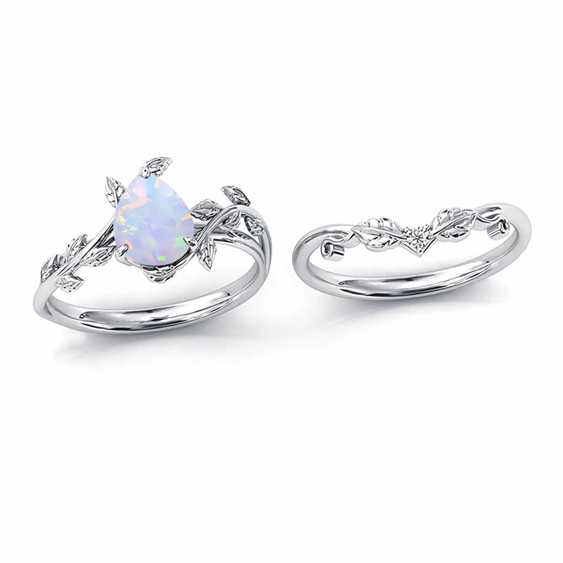 Sterling Silver 10K 14K 18K Gold 1ct Pear Shaped Gemstone Gemstone Engagement Ring Wedding Ring Sets