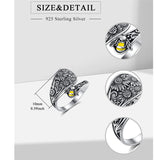 Sterling Silver Personalized Engraved Sunflower Bee Butterfly Adjustable Spoon Ring