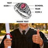 Sterling Silver Personalized Pattern Engraved Class Ring Graduation Ring