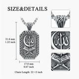 Sterling Silver Islamic Allah Religious Pendant Necklace