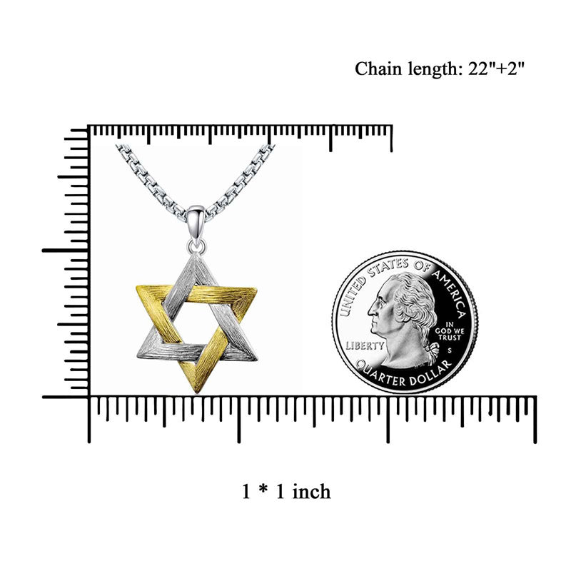 Sterling Silver Star of David Pendant Necklace for Men