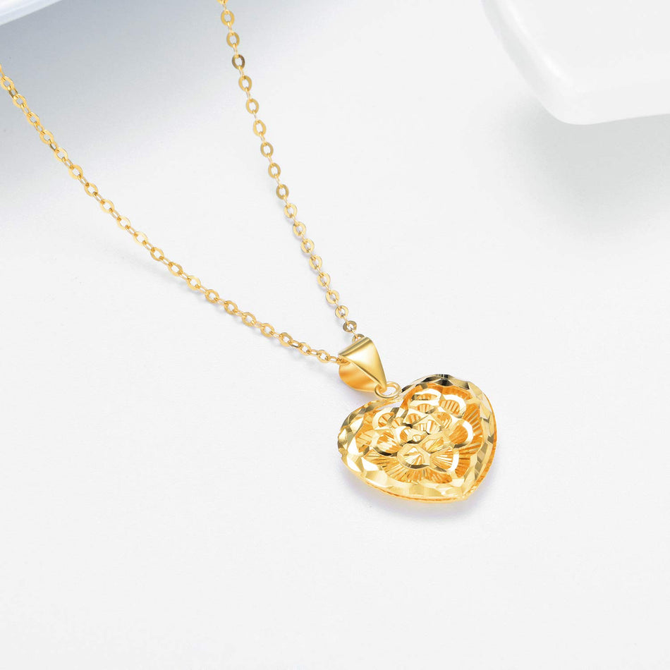 18K Gold Heart Pendant Necklace