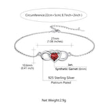 Sterling Silver Endless Love Symbol Birthstone Single Layer Anklet
