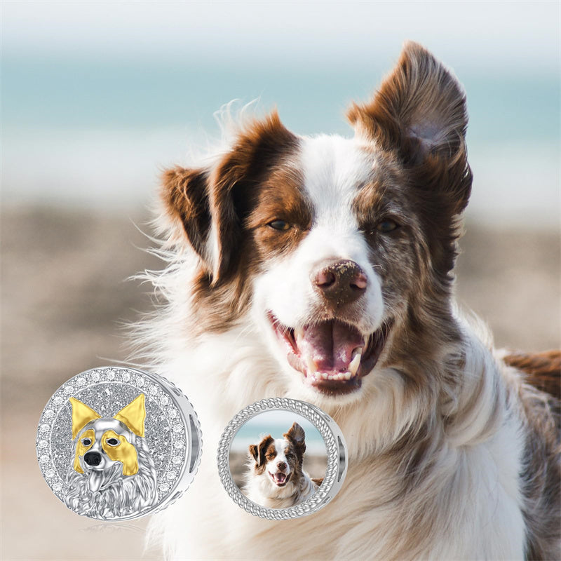 Sterling Silver Personalized Dog Breed Photo Charm Beads