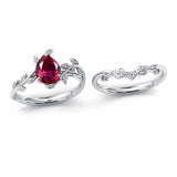 Sterling Silver 10K 14K 18K Gold 1ct Pear Shaped Gemstone Gemstone Engagement Ring Wedding Ring Sets