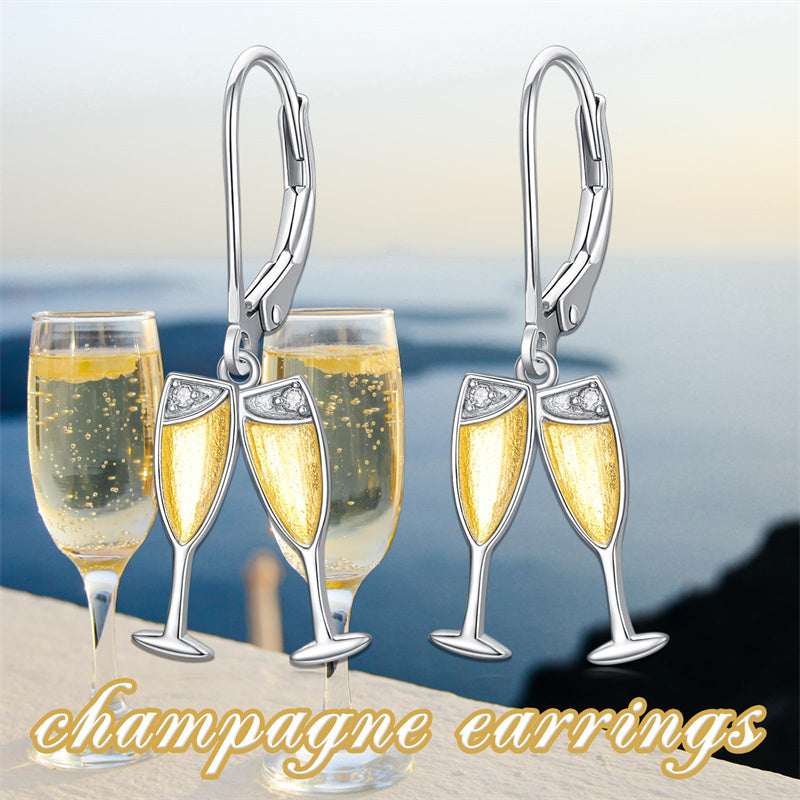 Sterling Silver Champagne Leverback Earrings