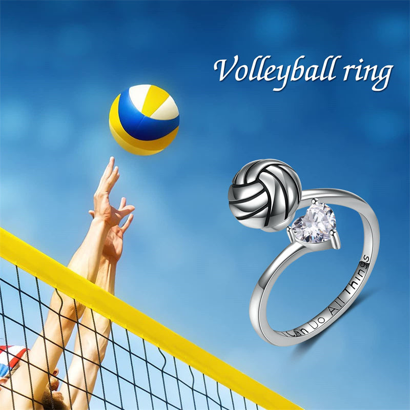 Sterling Silver Baseball Football Volleyball Spinner Ring