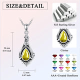 Sterling Silver TearDangle Birthstone Urn Necklace for Ashes