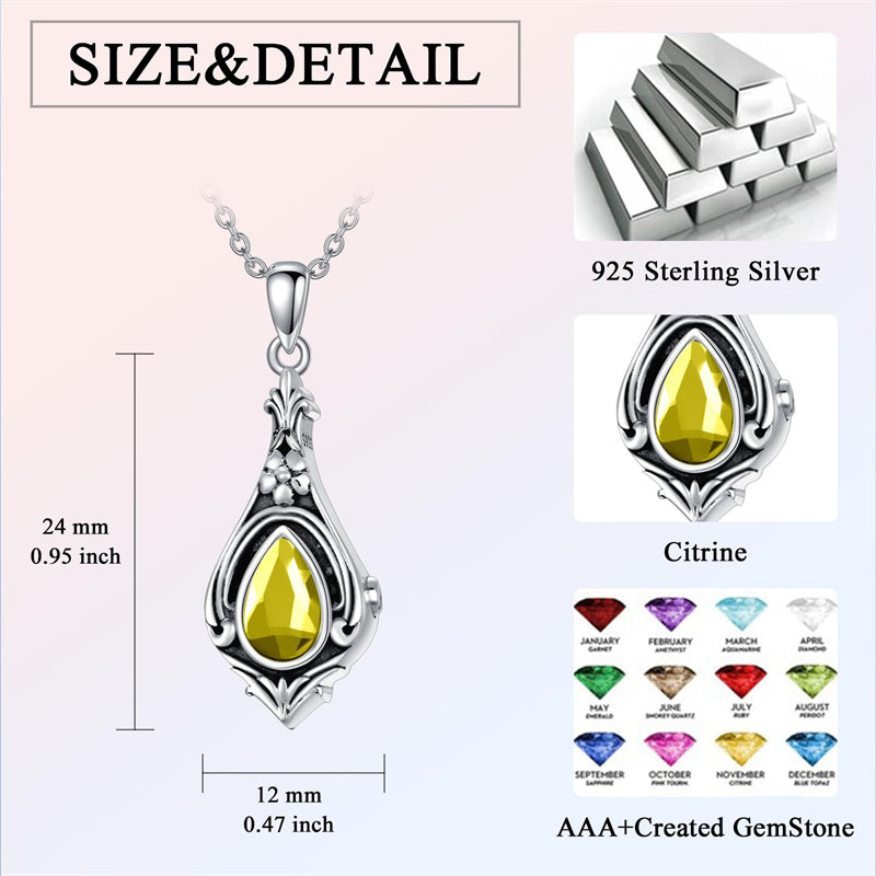 Sterling Silver TearDangle Birthstone Urn Necklace for Ashes