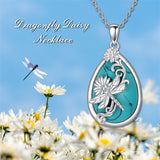Sterling Silver Turquoise Dragonfly Pendant Necklace