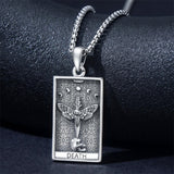 Sterling Silve Sun Moon Star Strength Lovers Death Devil Fool Tarot Card Pendant Necklace