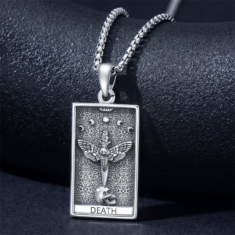 Sterling Silve Sun Moon Star Strength Lovers Death Devil Fool Tarot Card Pendant Necklace