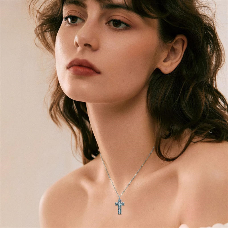 Sterling Silver 3D Bar Turquoise Tree of Life Urn Necklace for Ashes