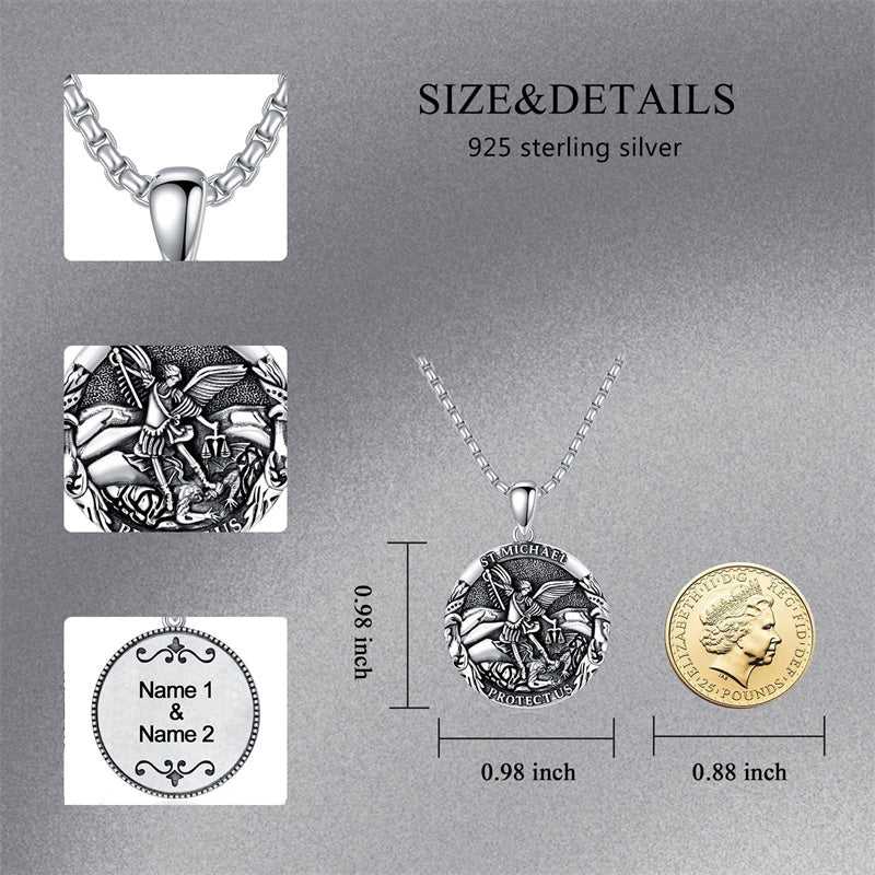 Sterling Silver St Michael Pendant Necklace