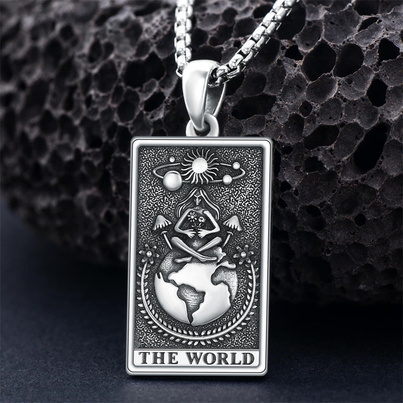 Sterling Silve Sun Moon Star Strength Lovers Death Devil Fool Tarot Card Pendant Necklace