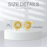 14K Yellow Gold Sunflower  Stud Earrings