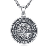 Sterling Silver Memento Mori Gothic Skull Amulet Pendant Necklace for Men