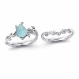 Sterling Silver 10K 14K 18K Gold 1ct Pear Shaped Gemstone Gemstone Engagement Ring Wedding Ring Sets