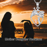 Sterling Silver Anatomical Heart Father Mother Daughter Sister Mother Daughter Pendant Necklace