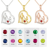 10K 14K 18K Gold Father Daughter Heart Pendant Necklace For Gift