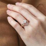 Sterling Silver 10K 14K 18K Gold Kite Cut Gemstone Wedding Ring Set