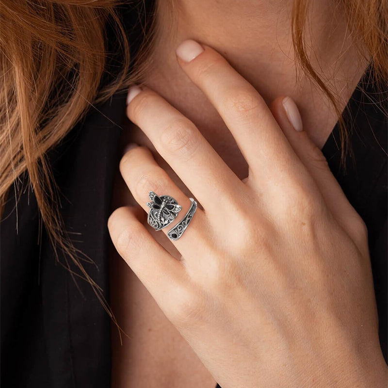 Sterling Silver Oxidized Dragonfly Butterfly Hummingbird Sea Turtle Anchor Cross Tree of Life Sunflower Spoon Ring